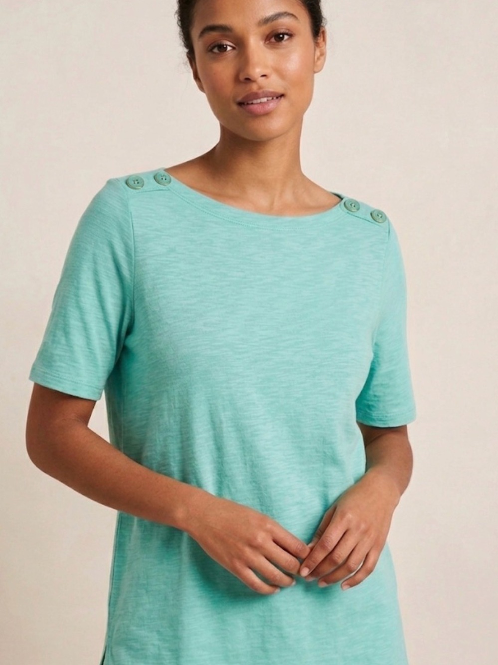 Talbots Top Tee Blouse Cotton Blend Bateau Neck